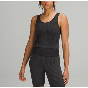 Lululemon 'Ebb To Street' Gray Cropped Tank Top Rib Map Size 4